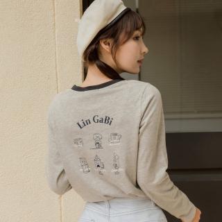 【OB 嚴選】咖啡廳家族純棉領撞色飲品印花長袖上衣 《IG0023》