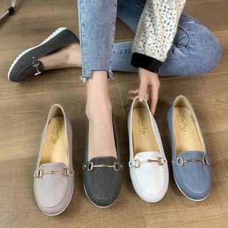 【baibeauty 白鳥麗子】MIT優雅馬鞍釦平底包鞋(樂福鞋)