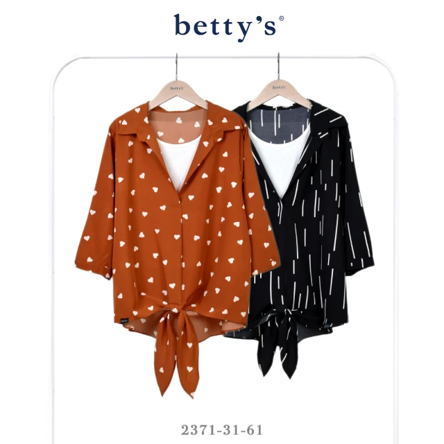 betty’s 貝蒂思betty’s 貝蒂思 假兩件綁帶七分袖雪紡上衣(共二色)