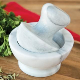 【FOXRUN】高效大理石磨搗組 白 / 研磨缽 磨藥機 搗泥器 杵臼 搗缽