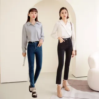 【OB 嚴選】高彈美型修身窄管牛仔褲(直筒褲、水洗牛仔)