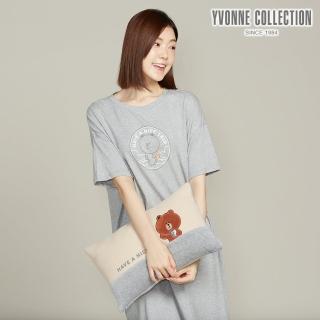 【YVONNE 以旺傢飾】熊大旅行方形抱枕 30x45公分 奶茶棕(LINE FRIENDS)