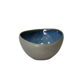 【YU Living 信歐傢居】藍色流釉陶瓷餐碗 300ML(藍色/餐碗 廚房用具)