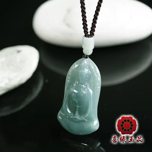 【喜緣玉品】觀音 天然翡翠A貨 素衣 玉觀音玉墜(02)(開運風水)