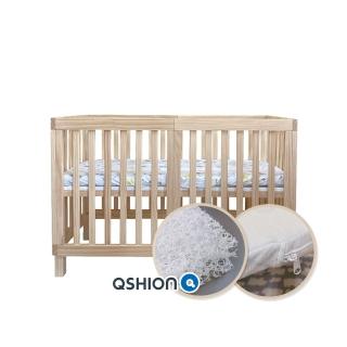 【La Joie 喬依思】史丹佛六合一嬰兒床 涼感雙床墊(附Qshion水洗床墊5cm+彈力棉床墊4cm+剎車腳輪+併床橫桿)