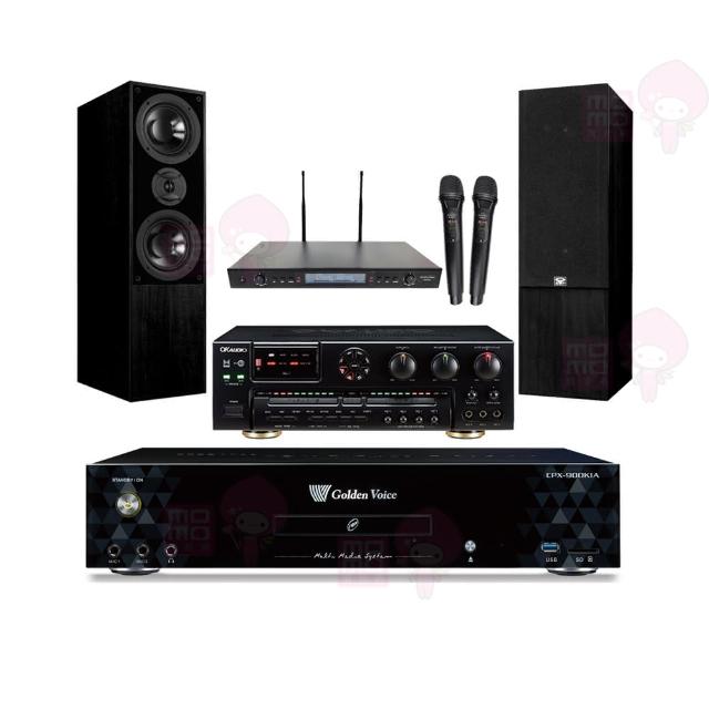 【金嗓】CPX-900 K1A+OKAUDIO AK-7+SR-889PRO+DM-835II 黑(4TB點歌機+擴大機+無線麥克風+卡拉OK喇叭)