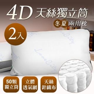 【床之戀】嚴選 臺灣製4D天絲針織獨立筒冬夏兩用枕2入