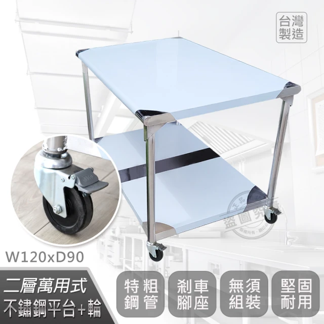 Abis 客製商品-豪華升級版90X120CM二層圓角430不鏽鋼桌-附煞車輪/料理桌/工作台/流理台(3尺X4尺)