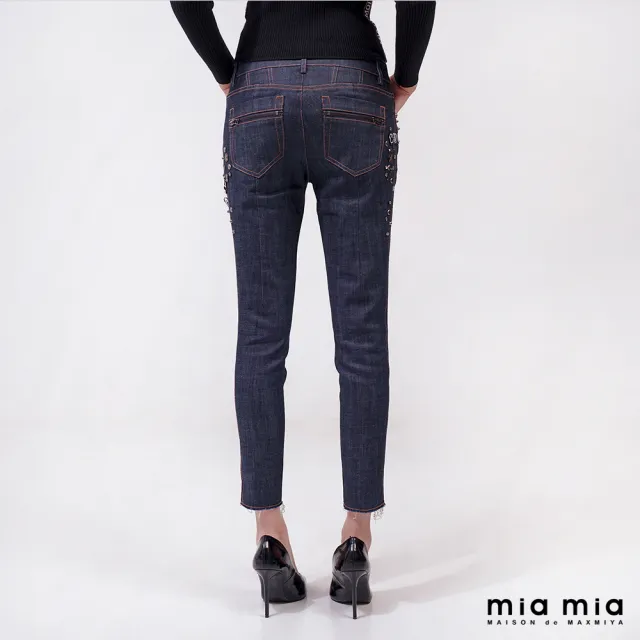 【mia mia】繡花縫珠牛仔窄管褲