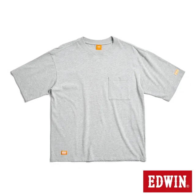 【EDWIN】男裝 橘標 大寬版口袋短袖T恤(銀灰色)