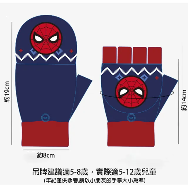 【TDL】漫威英雄蜘蛛人鋼鐵人兒童手套露指手套保暖兩用手套 460857/451442(復仇者聯盟 平輸品)