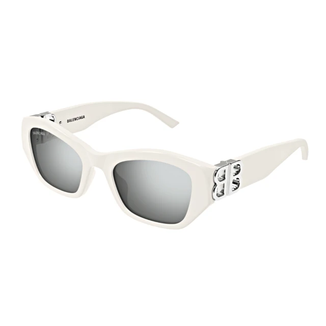 【Balenciaga 巴黎世家】銀色LOGO膠框太陽眼鏡(BB0311SK-003 雙B LOGO)