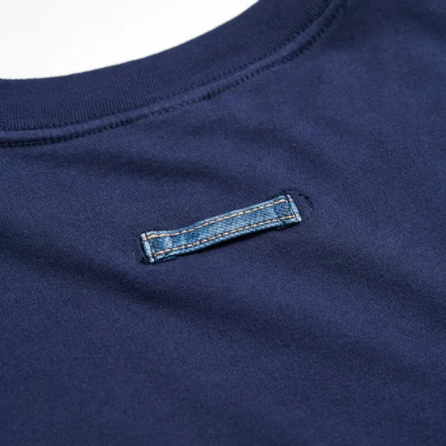 【EDWIN】男裝 再生系列 牛仔布口袋短袖T恤(丈青色)