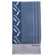 【ARMANI COLLEZIONI】幾何圖案短流蘇管狀蠶絲薄圍巾(湛藍色)
