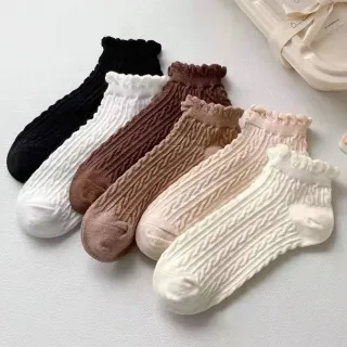 【D.studio】日系薄款花邊奶茶色系襪子/10件組(棉襪 短襪 SO24)