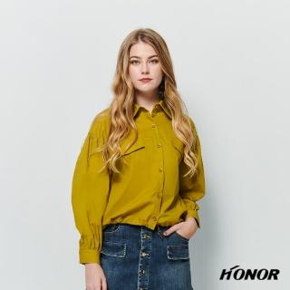 【HONOR 山形屋】下擺抽繩翻領排釦襯衫(MOMO獨家限定)