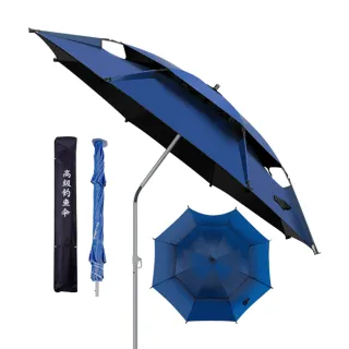 【LGS熱購品】2.4M頂級黑膠雙層超大傘(黑膠防曬/超大傘面/合金傘桿/遮陽傘/釣魚傘)