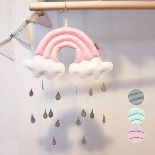 【橘魔法】立體彩虹雲朵水滴掛飾(帳篷 吊飾 壁飾 居家裝飾 兒童房 新生兒 嬰兒房 拍照道具 攝影)