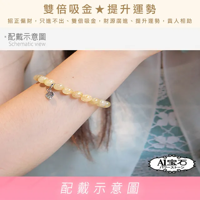 【A1 寶石】開運磁石鈦晶晶鑽圓珠手鍊-能量招財旺事業貴人運(贈白水晶)