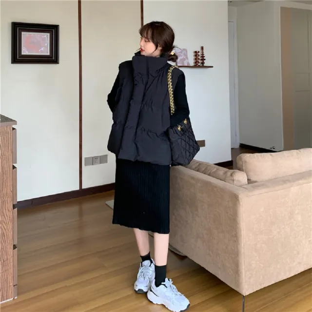 【AS 假日泳裝】高領寬鬆 拉鍊有口袋 背心外套 FR093