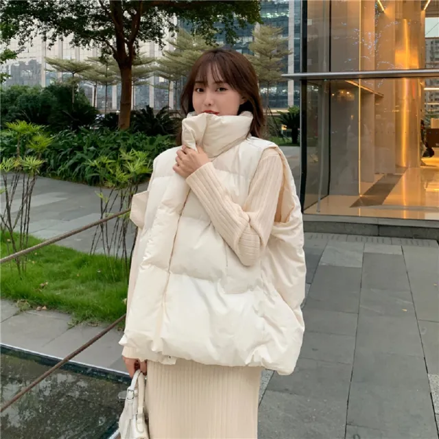 【AS 假日泳裝】高領寬鬆 拉鍊有口袋 背心外套 FR093