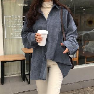 【D.studio】韓版復古慵懶風杏色燈芯絨外套(百搭外套 上衣 女裝 衣服 外套 J140)