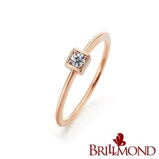 【BRILLMOND JEWELRY】輕珠寶18K金雅緻方 天然鑽石戒(18K金臺 天然鑽石)
