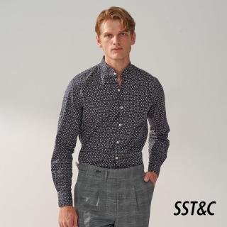 【SST&C】藏青印花舒適純棉標準版立領長袖襯衫0312308014(換季55折)