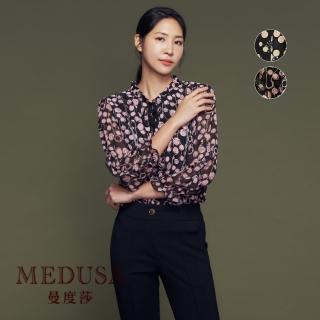 【MEDUSA 曼度莎】現貨-Icare 復古圓點小荷葉雪紡上衣 - 2色（F）｜女上衣 長袖上衣 冬新品(521-10901)