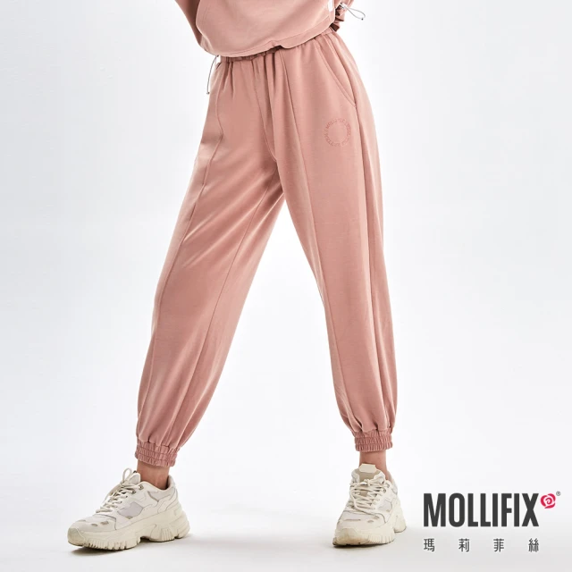 【Mollifix 瑪莉菲絲】輕盈空氣層運動縮口長褲、瑜珈服、Legging(煙燻粉)