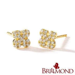 【BRILLMOND JEWELRY】輕珠寶 天然鑽石耳環 15分 18K 黃金 花型款(天然鑽石總重15分 全18K金臺)