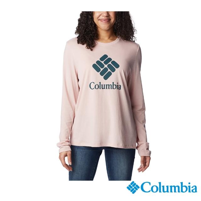 【Columbia 哥倫比亞 官方旗艦】女款-Columbia TrekLOGO長袖上衣-淺粉紅(UAK02770LK/HF)