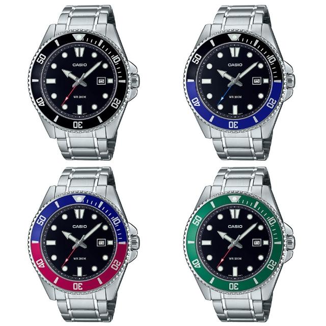 【CASIO 卡西歐】鋼帶款槍魚 類勞力士水鬼200米潛水錶-4色可選 618 送禮(MDV-107D系列)
