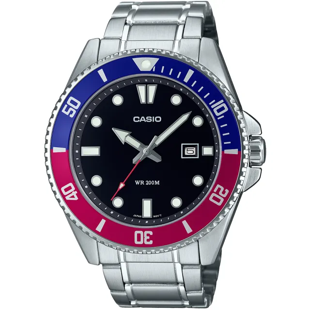 【CASIO 卡西歐】鋼帶款 槍魚系列200米潛水錶-4色可選 情人節 送禮(MDV-107D系列)