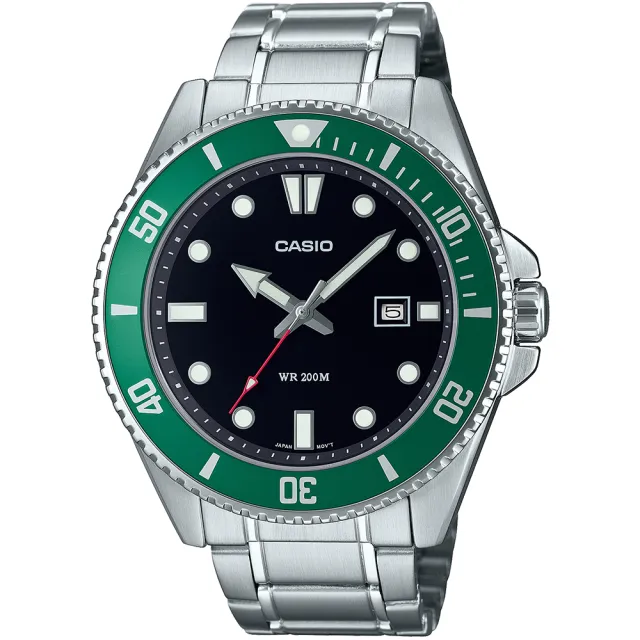 【CASIO 卡西歐】鋼帶款 槍魚系列200米潛水錶-4色可選 情人節 送禮(MDV-107D系列)