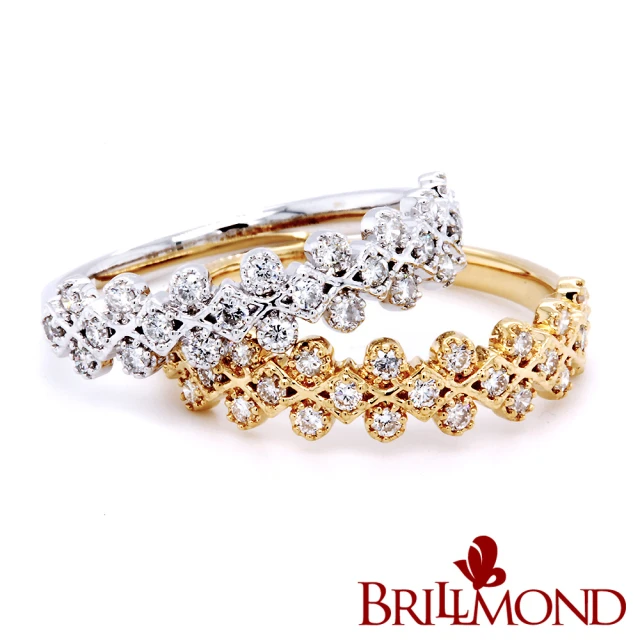 BRILLMOND JEWELRY 18K金 30分 鑽石線戒 繁花鑽戒雙色選(18K金台 天然鑽石總重30分)