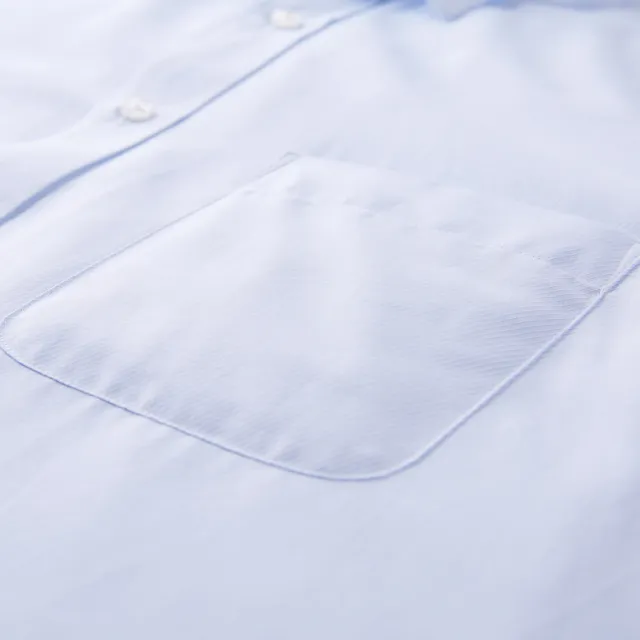 【Blue River 藍河】男裝 淺藍色長袖襯衫-素面商務型男(日本設計 純棉舒適)