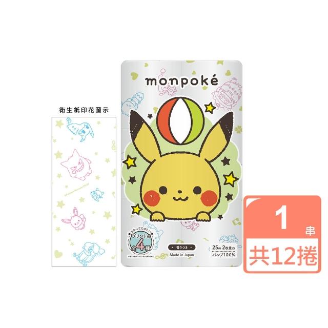 【日本monpoke】印花捲筒衛生紙12捲入