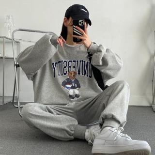 【Pure 衣櫃】韓系USA棉質休閒運動2件套裝(上衣+褲子/長袖/長褲/KDAQ-8130)
