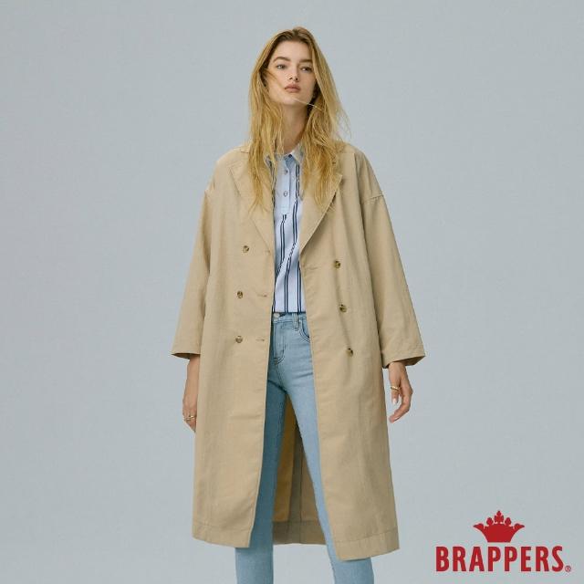 【BRAPPERS】女款 雙排釦長版風衣外套(卡其)