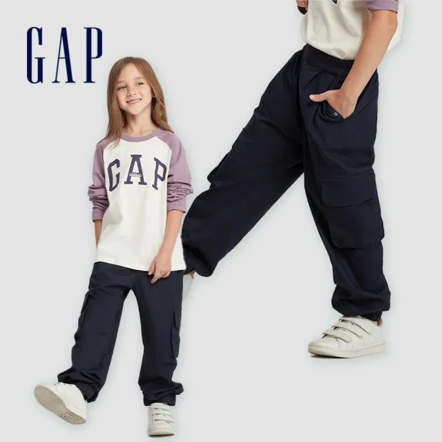 【GAP】女童裝 Logo鬆緊束口工裝褲-多色可選(789300)