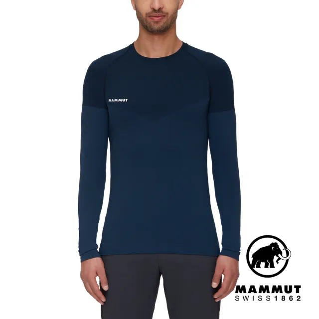 【Mammut 長毛象】Trift Longsleeve Men 羊毛混紡長袖排汗衣 海洋藍 男款 #1016-01070