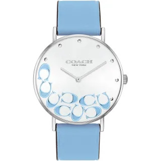【COACH】官方授權經銷商 Perry 經典C字LOGO設計面盤手錶-36mm/藍 新年禮物(14504136)