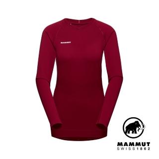 【Mammut 長毛象官方直營】Trift Longsleeve W 羊毛混紡長袖排汗衣 緋紅 女款 #1016-01080