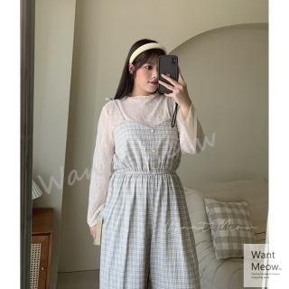 【Want-Meow】90公斤可穿/韓系透膚長袖高領透膚葉子紋長袖內搭上衣(高領內搭/上衣/大碼/大尺碼/加大碼)