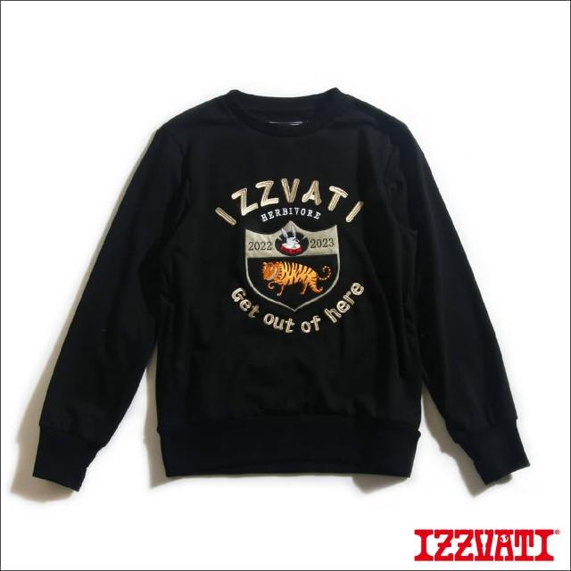 【IZZVATI】扮兔吃老虎長T-黑(品牌圓領大學T)