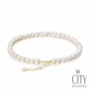 【City Diamond 引雅】天然小珍珠4-5mm氣質韓風 簡約百搭 愛心造型手鍊(手作設計系列)