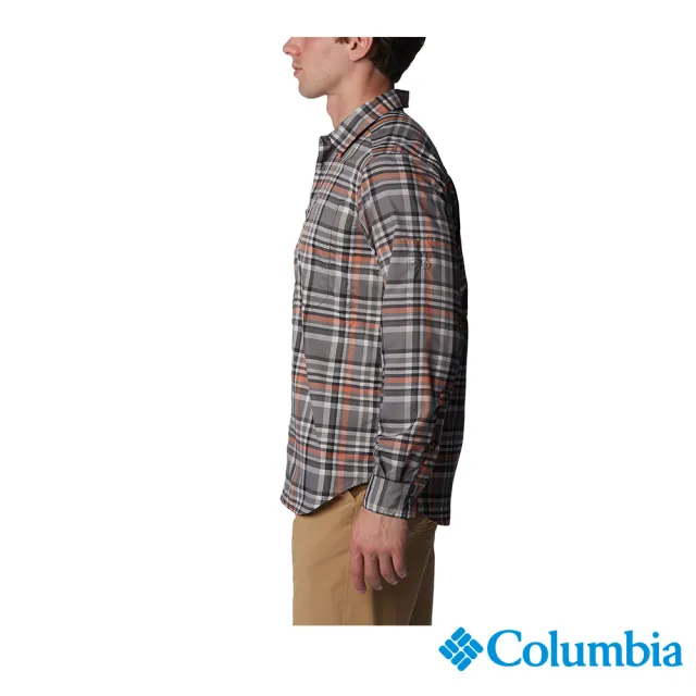 【Columbia 哥倫比亞 官方旗艦】男款-Silver Ridge™UPF50快排格紋長袖襯衫-灰色(UAM35990GY/HF)