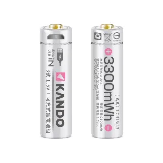 【KANDO】鋰電池 3號 2入組(USB充電式鋰電池/1.5V/UM-2A3)