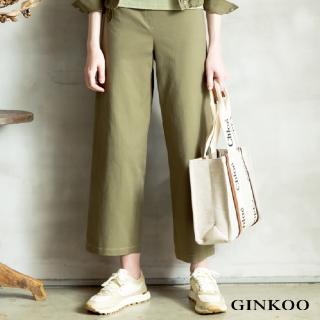 【GINKOO 俊克】壓線簡約寬褲